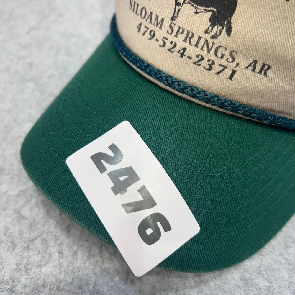 Benton County Sale Barn Mens Tan Green OC Hat Snapback Rope Trucker OSFM